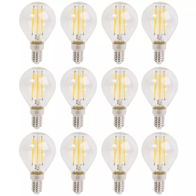 12 LED-Lampe Filament E14 Kugel 4W 40W Birne Leuchtmittel Tropfen Glühbirne Ball