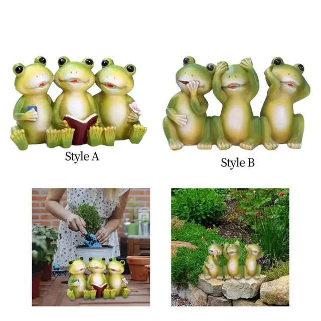 Frog Statue Cute Resin Creative Desktop Ornament for Table Bookshelf