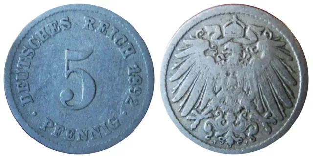 J 12   5 Pfennig  1892 J G in SS