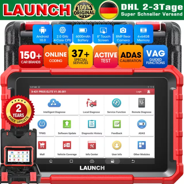 2024 LAUNCH X431 PROS ELITE PRO 5 KFZ OBD2 Diagnosegerät ECU Coding Key Programm