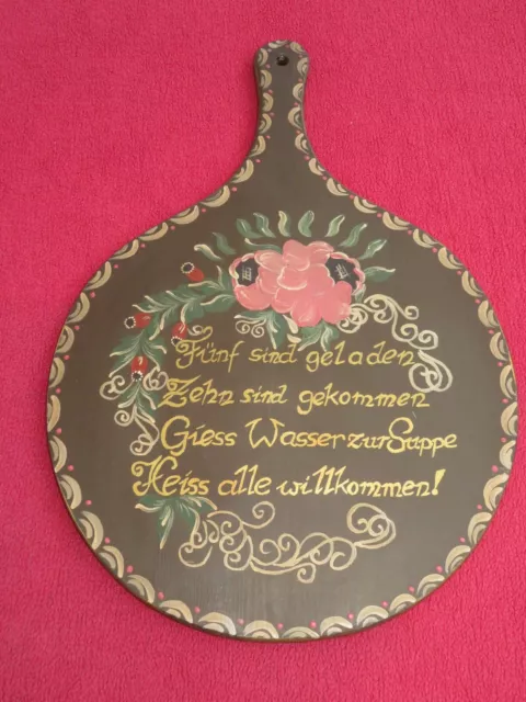 Großes Holzbrett mit Spruch Spruchbrett für Kellerbar Holzbild Bauernmalerei TOP