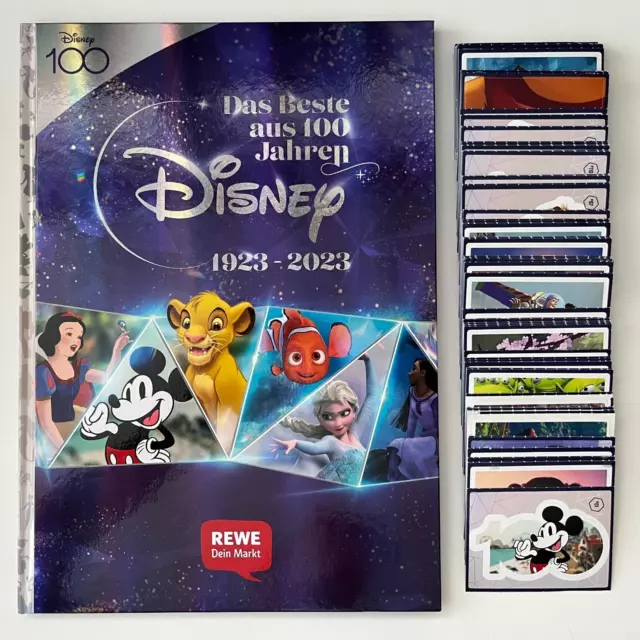 Rewe DISNEY 100 Jahre 2023 - Komplett Set: Alle 180 Sticker + Sammelalbum NEU