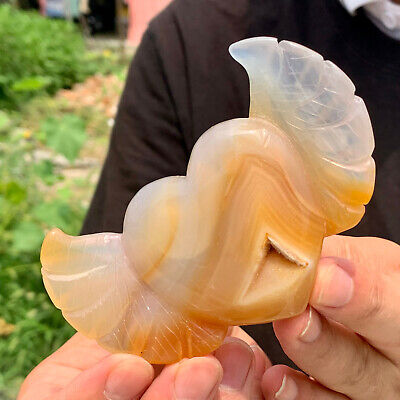 101G Natural and beautiful agate earth heart-shaped angel wings Druze large gem