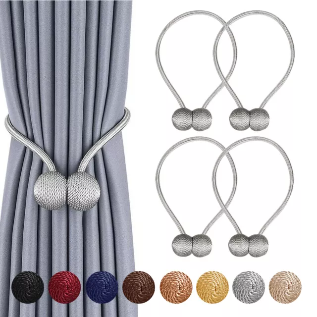 4PC Curtain Tie Backs Magnetic Ball Buckle Holder Tieback Clips Home For Window