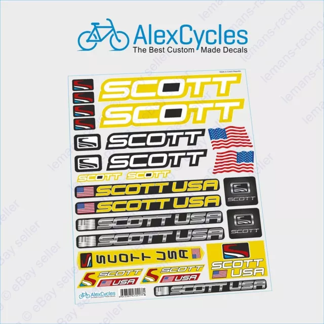 MTB BMX SCOTT Yellow Mountain Bike Cycle Bicycle Frame Decals Stickers Set Kit