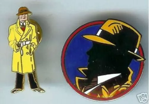 2 classic DICK TRACY cloisonne tacpin pin pinback  Genuine Enamel