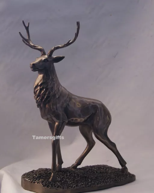 Stunning Cold Cast Resin Bronzed Large Stag Figurine Buck Deer Ornament Lp28427