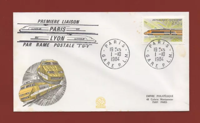 FDC 1984 - Première liaison Paris - Lyon par rame postale   (3740)