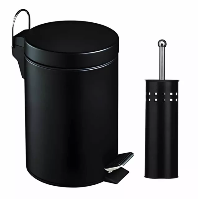 5 Litre Round  Bathroom  Pedal Bin & Toilet Brush With Holder Home Office Bath