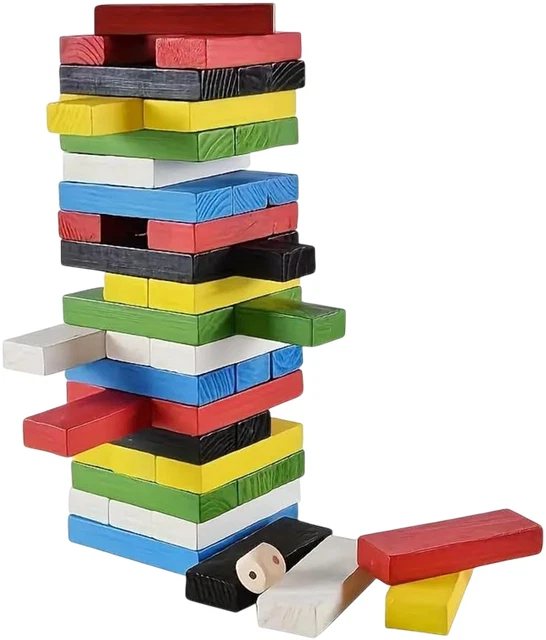 GIOCO JENGA TORRE in Legno Colorata Torre Magica Torre equilibrio