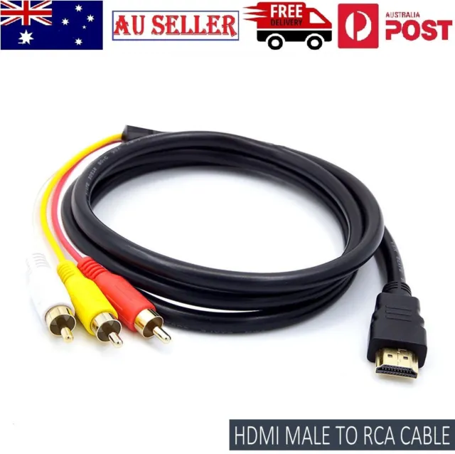 1080P HDMI Male to 3-RCA Video Audio AV Connector Transmitter Cable Cord TV DVD