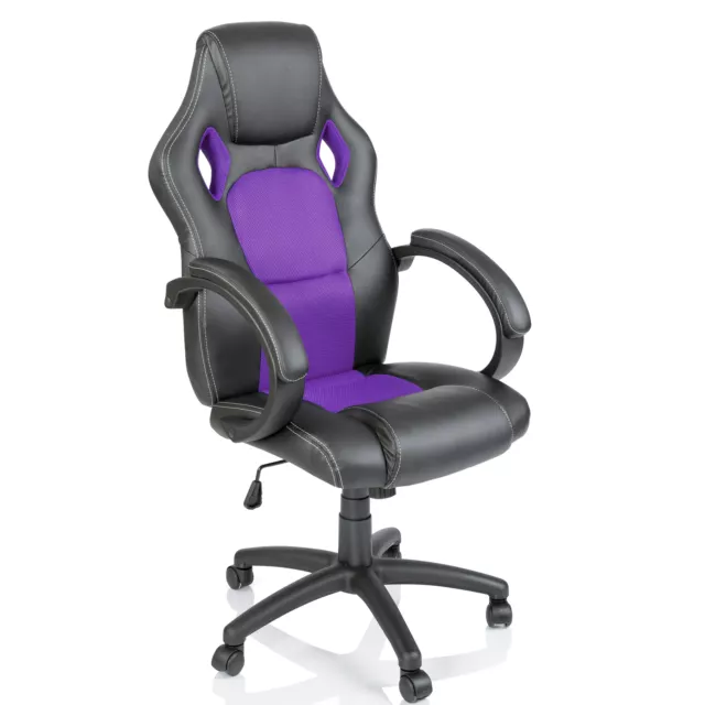 TRESKO® Chaise Fauteuil siège de bureau racing sport accoudoirs rembourrés Lilas