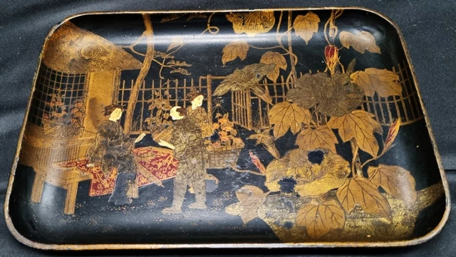 Plateau à Courrier en papier maché décor laqué Japonisant Epoque Napoléon III