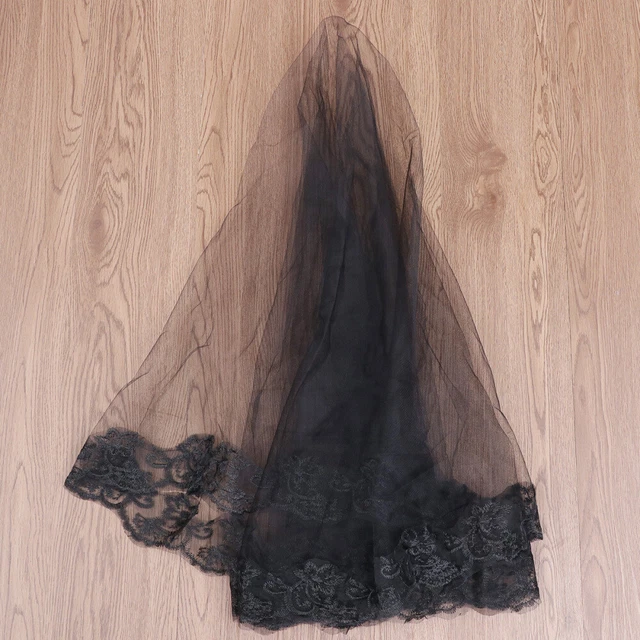 XGOPTS Voile Mariée Court Dentelle Gothique Noir - Accessoire Cheveux Halloween Mariage