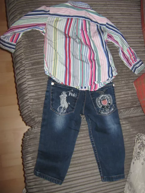 Pacchetto bambino Ralph Lauren camicia a righe e jeans blu - età 12 mesi