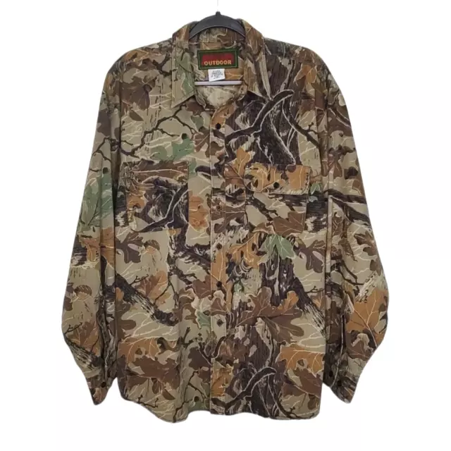 Vintage Avid Outdoor Mens XL Camo Hunting Outdoor Trail Cover Button Up Shirt