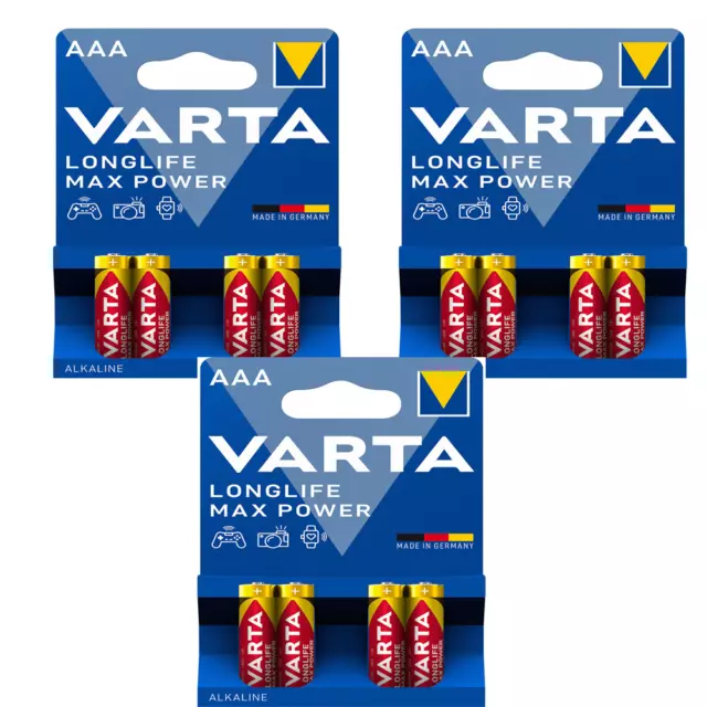 3 x 4 Pièce Varta Longue Durée Maxpower 1,5V Micro AAA/LR03 / 4703