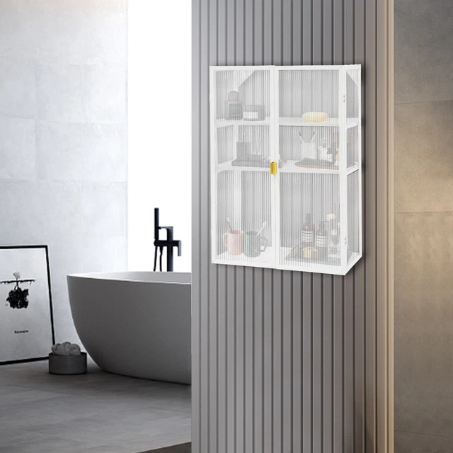 Armadietto Da Bagno Bianco - 28x25x90cm, 4 Ripiani, Porta Con Fessure, Ideale Per Toilette - Foto 9