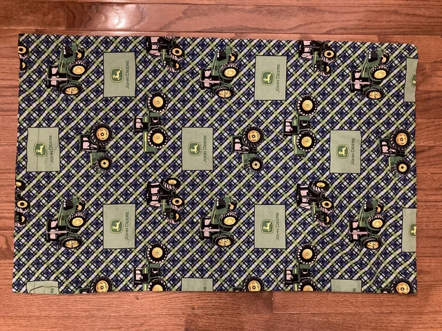 John Deere Pillowcase Tractor Farm Green Blue Yellow Plaid