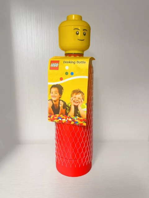 Lego Figuren Kopf Trinkflasche 400ml 0,4L Rot Wasser Plastik Flasche 25cm