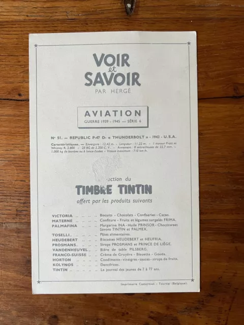 TINTIN voir et savoir L'AVIATION GUERRE 39 45 chromo 51 2