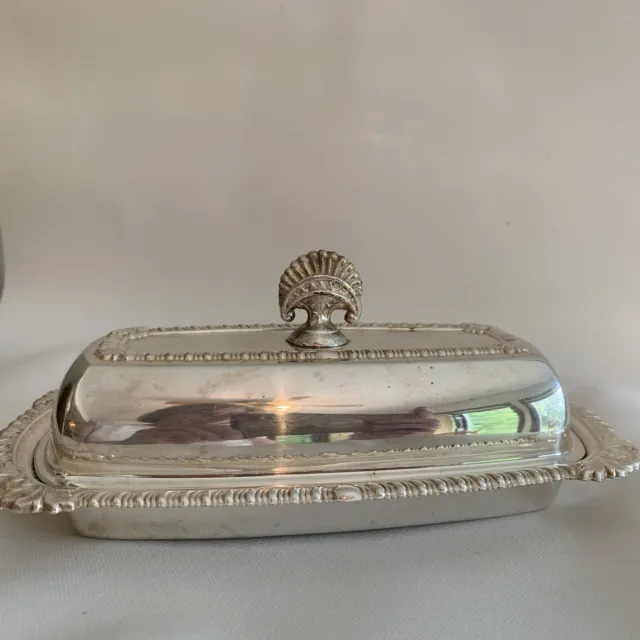 Vintage Kings Crown Metal Butter Dish Crown Patterned Silver Plated Portsmouth