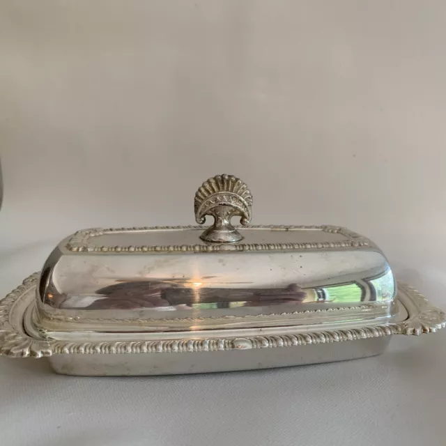 Vintage Kings Crown Metal Butter Dish Crown Patterned Silver Plated Portsmouth