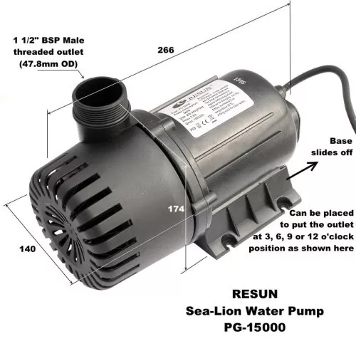 Resun Sea-Lion 15000L/hr 240V Pond Water Pump  PG-15000 - 10m cable 2