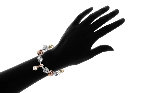 18K Gold Plated Heart Clear CZ Charm Bracelet Made with Swarovski Element 3