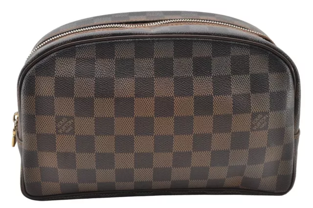 Authentic Louis Vuitton Damier Trousse Toilette 25 N47624 Clutch Hand Bag 8503I