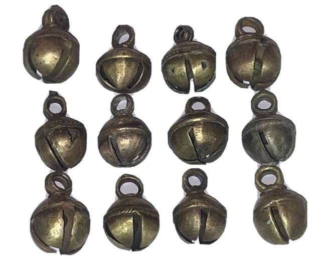 Antique Cow Bell rings   Well Solid Brass Metal Made Rich Patina Lot Of 12