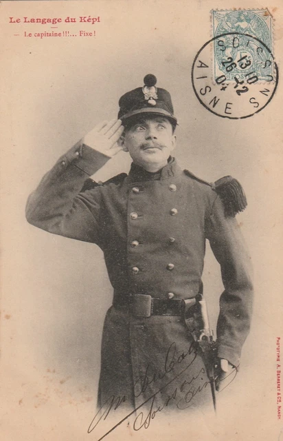 X500 CPA FANTAISIE MILITAIRE Le Langage du Képi Le Capitaine !!! Fixe