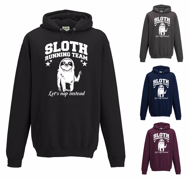 SLOTH RUNNING TEAM HOODIE - JH001 - Hooded Top Gym Fitness Workout Lazy Nap