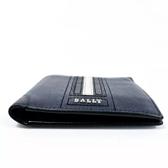 BALLY RIBBON MEN'S Blue Leather Bifold Small Wallet Authentic $105.00 ...