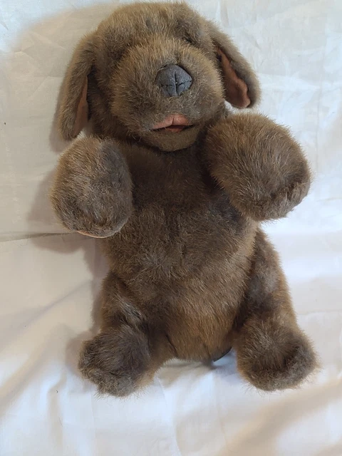 FOLKMANIS FOLKTAILS SITTING Brown Puppy Dog 15” Realistic Plush Hand