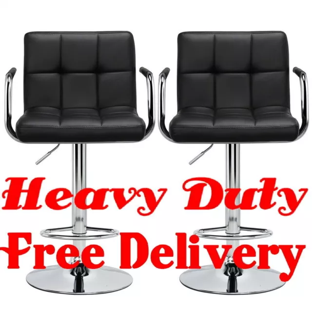 Set of 2 Heavy duty counter height Adjustable Leather Bar Stool Swivel arms