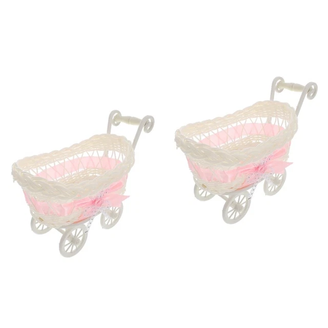 Juego de 2 Cestas de servir fiesta Cestas trenzadas Juguete infantil Cesta de flores pequeña