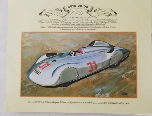 20 Kunstdrucke Sportwagen Konvolut Groß ca. 42 cm x 33 cm