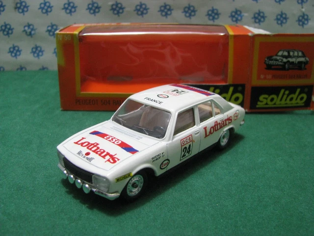 PEUGEOT 504 RALLYE du maroc blanche 1/43 solido n 50 4/78 d'origine EUR