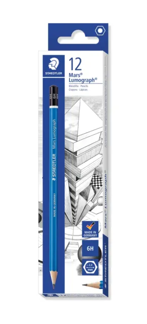 STAEDTLER 100-6H Mars Lumograph Graphite Pencils for Drawing & Sketching - 6H (B