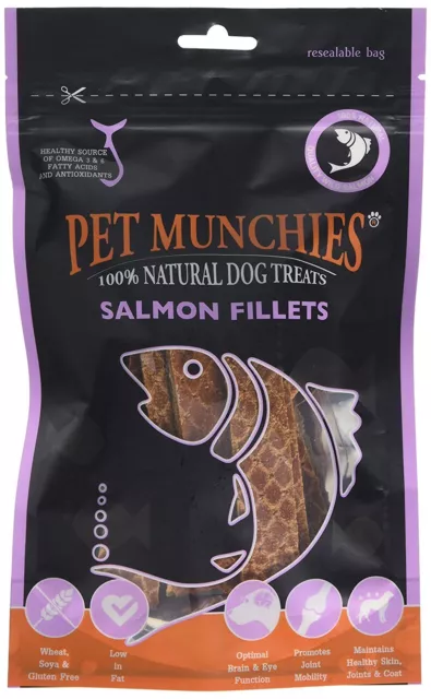 PET Munchies naturel chien FRIANDISE saumon filets (paquet de 8 x 90g)