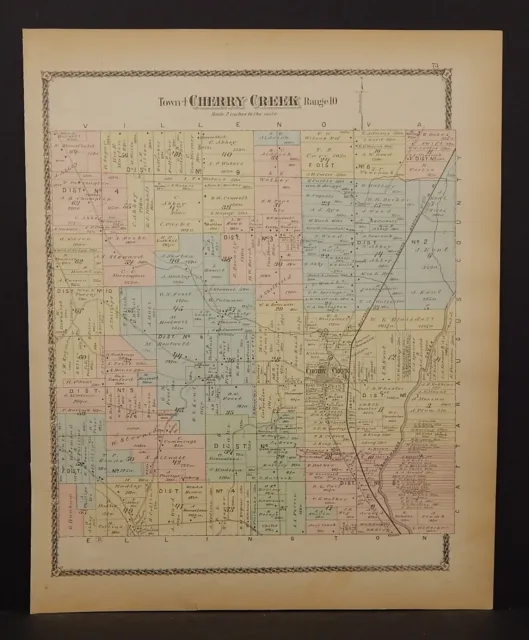 New York Chautauqua County Map Cherry Creek Township 1881  L19#54