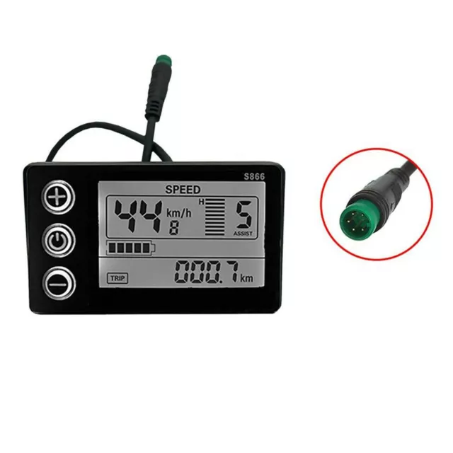 Electric Bike S866 24V 36V 48V Waterproof Plug LCD Display For E-bike Scooter