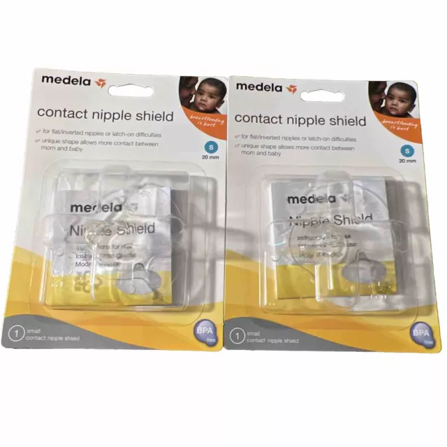 (2) Medela 20mm Contact Nipple Shields New In Retail Boxes Small S 20 mm #67218