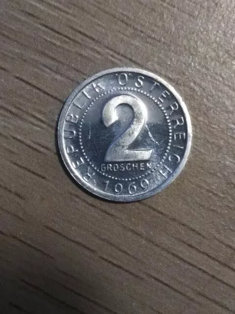 1969 Austria 2 Two Groschen Proof - nice condition, a few imperfections