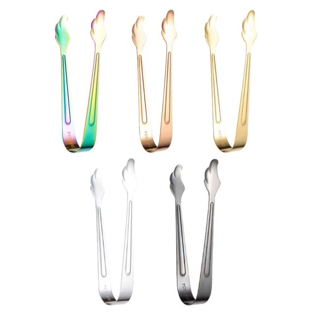 5 Pcs Pasta Tongs Ice Tong Stainless Steel Ice Cube Tongs Foodi Grill Toast