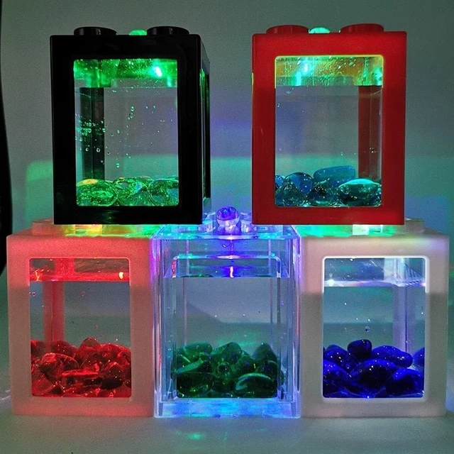 Betta Fish Mini Aquarium Fighting Fish LED Building Block Fish Tank Aquarium 2
