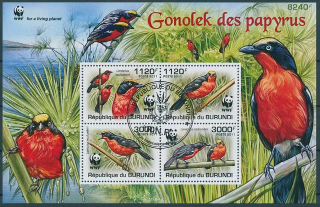 Burundi 2011 CTO Birds on Stamps WWF Papyrus Gonolek 4v Mini Sheet