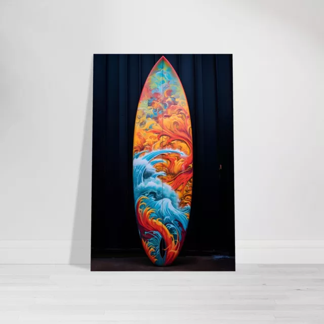 Buntes Surfbrett Wandbild Surfen Poster Bild Wandkunst Bunt Wellen Urlaub Hawaii