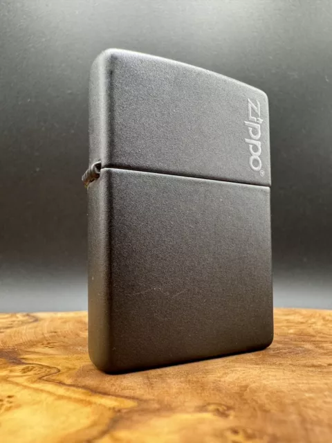 1998(?) Vintage Zippo Lighter - Matte Black w/ Logo - Unfired